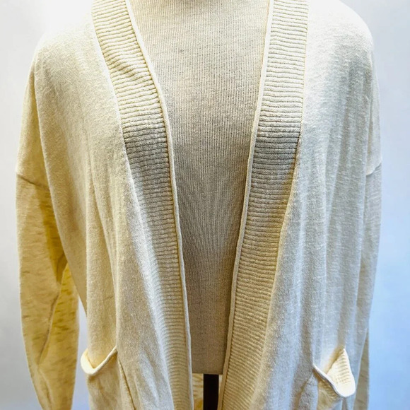 MADEWELL Women Long Sleeve Open Front Pockets Beige Cardigan Sweater Size Small - Picture 4 of 11
